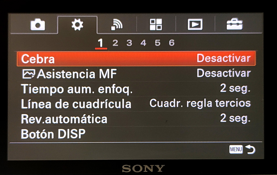 Menu Sony Alpha6000 Rueda Hoja1