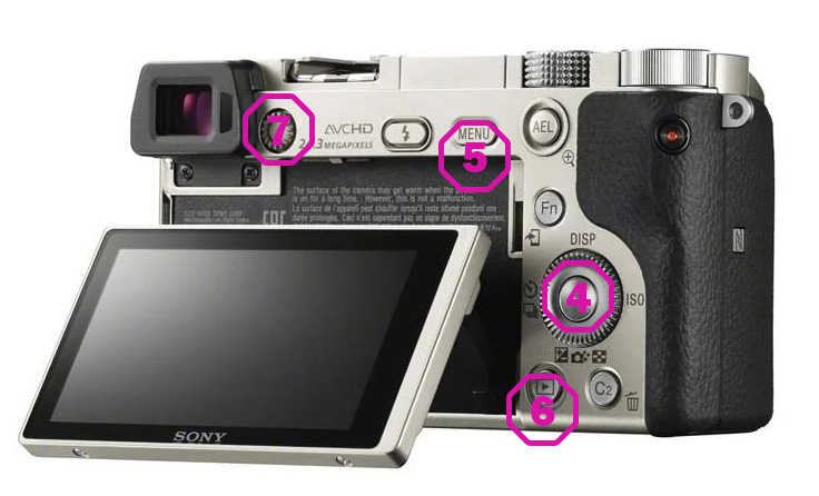 camara Sony Alpha 6000 Trasera